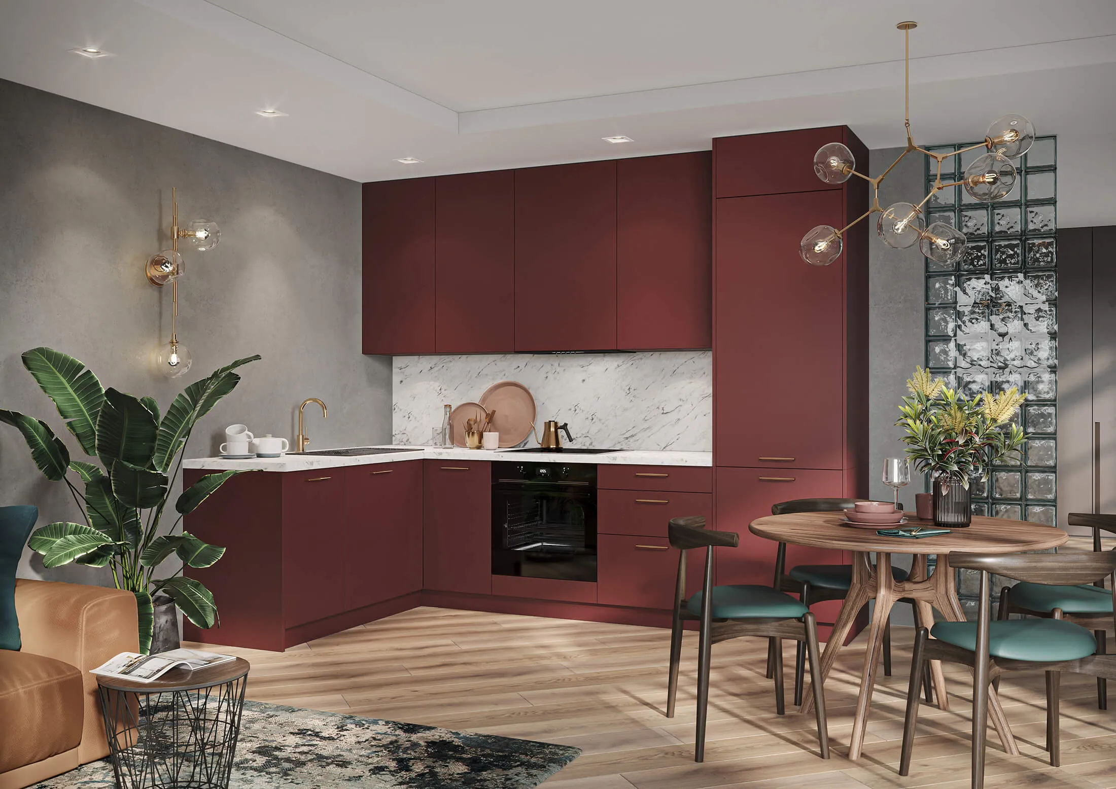 Kuchnie nowoczesne Kam front M4 z frontami kuchennymi SUPER MAT dwustronnie kolorowymi