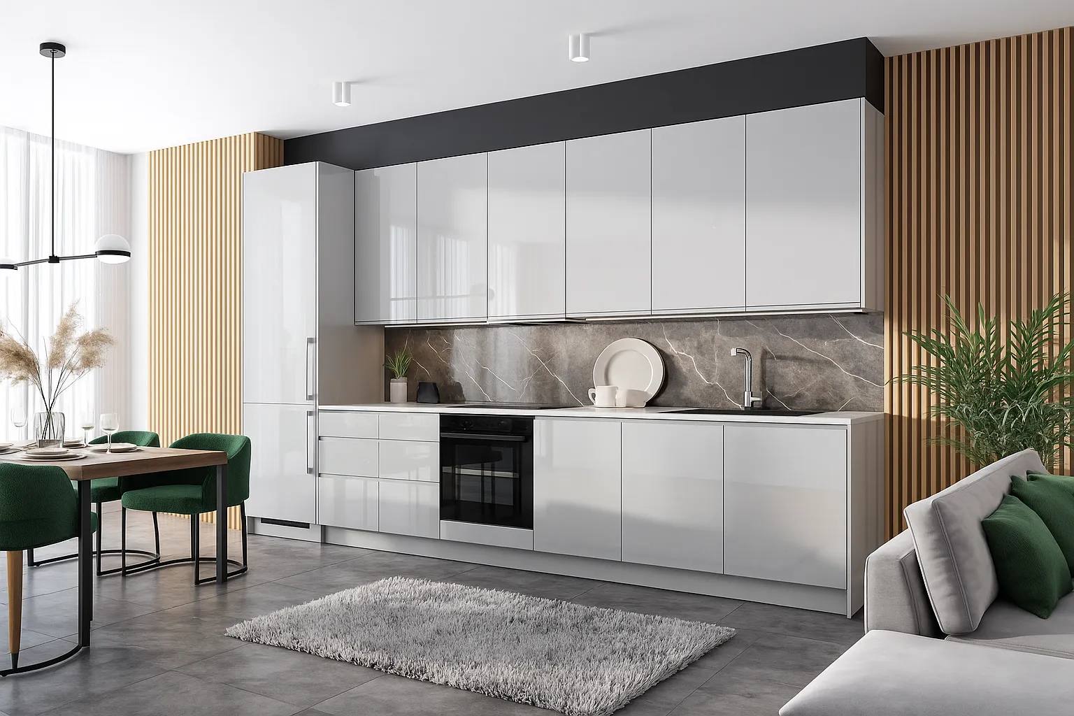 Meble kuchenne Meble Kam – Kammono L4 Połysk – fronty połysk, zabudowa w linii