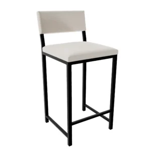 Hoker czarny - tapicerowane siedzisko i oparcie - Kam - Beż