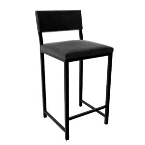 Hoker czarny - tapicerowane siedzisko i oparcie - Kam - Czarny