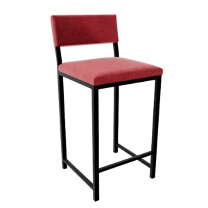 Hoker czarny - tapicerowane siedzisko i oparcie - Kam - Czerwony