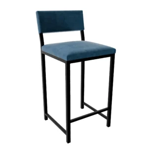 Hoker czarny - tapicerowane siedzisko i oparcie - Kam - Morski