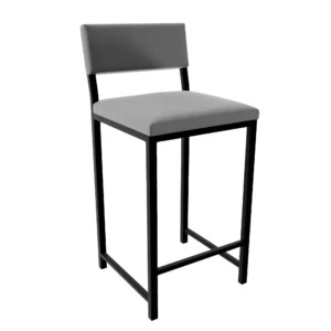 Hoker czarny - tapicerowane siedzisko i oparcie - Kam - Szary