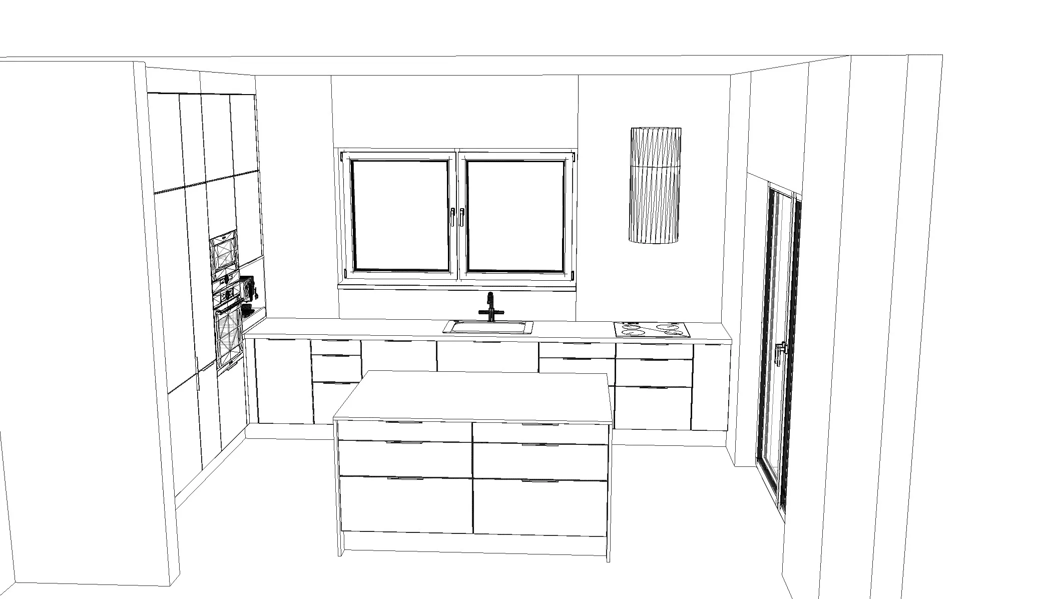 Szkic nowoczesnych mebli kuchennych Szkic nowoczesnych mebli kuchennych