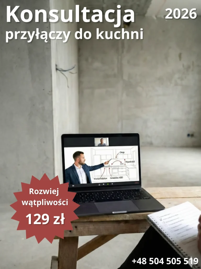 Konsultacja techniczna przyłączy do kuchni 129 zł – hydraulika, elektryka, ergonomia i wentylacja