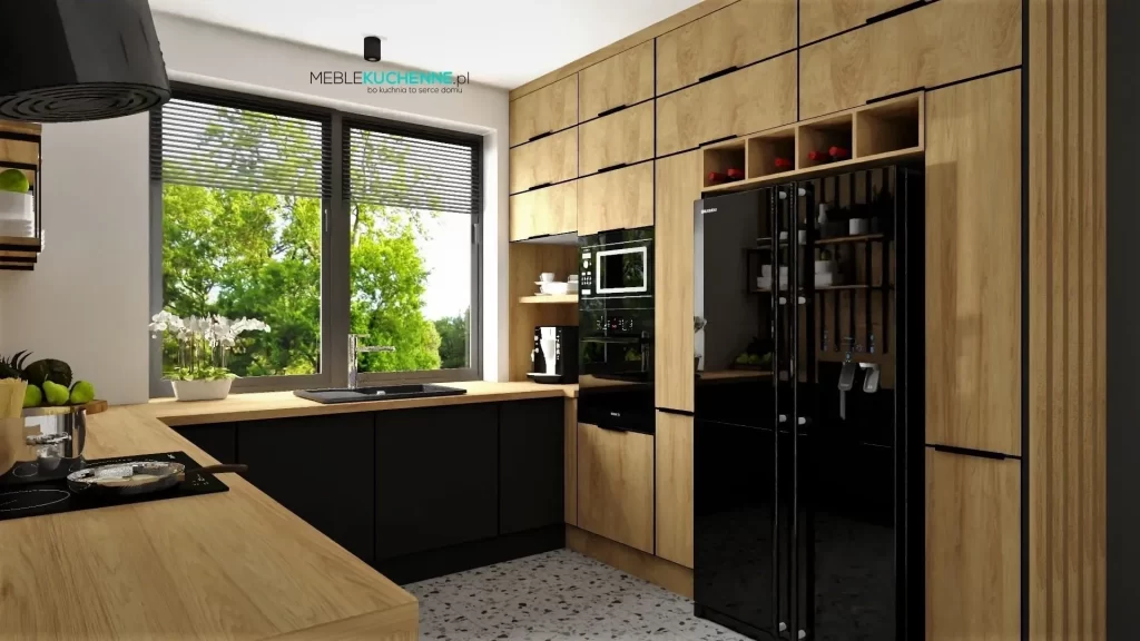 Kuchnia z drewnianymi frontami
