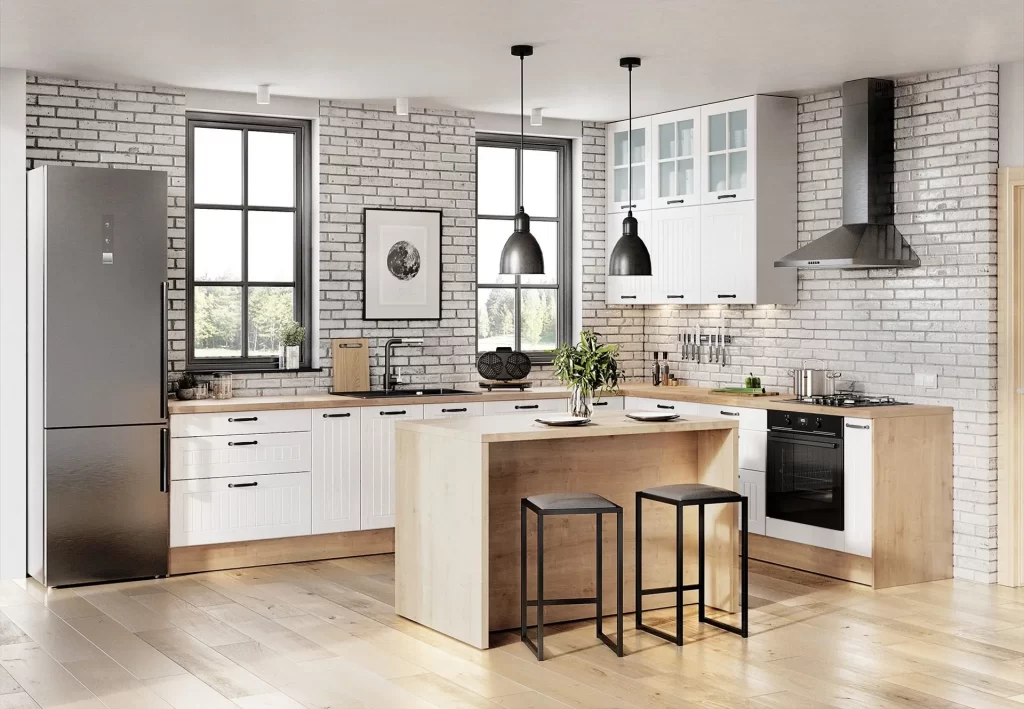 Meble KAM – kuchnia KamMono z frezowanymi frontami F7 w stylu prowansalskim