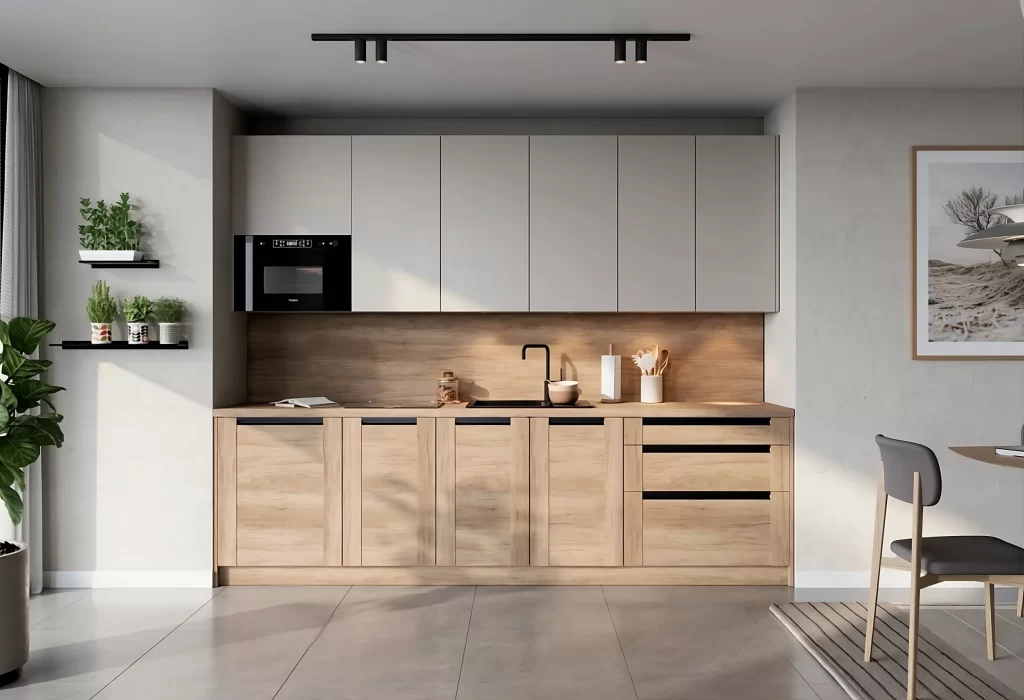 Dolna zabudowa kuchni KamMono z frontami OS2 i OS2 Black z uchwytem zintegrowanym