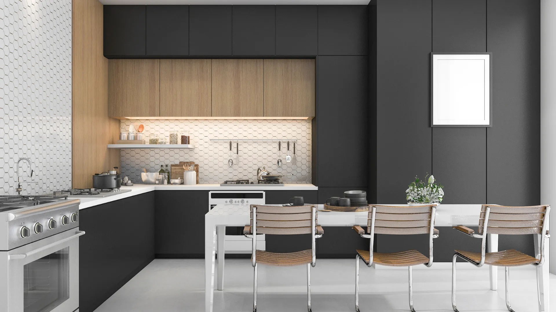 Kuchnia czarna z drewnem