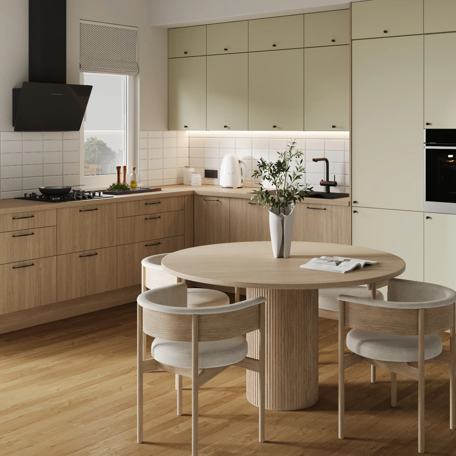 Meble kuchenne nowoczesne Kam F6 z frontem kaszmir.