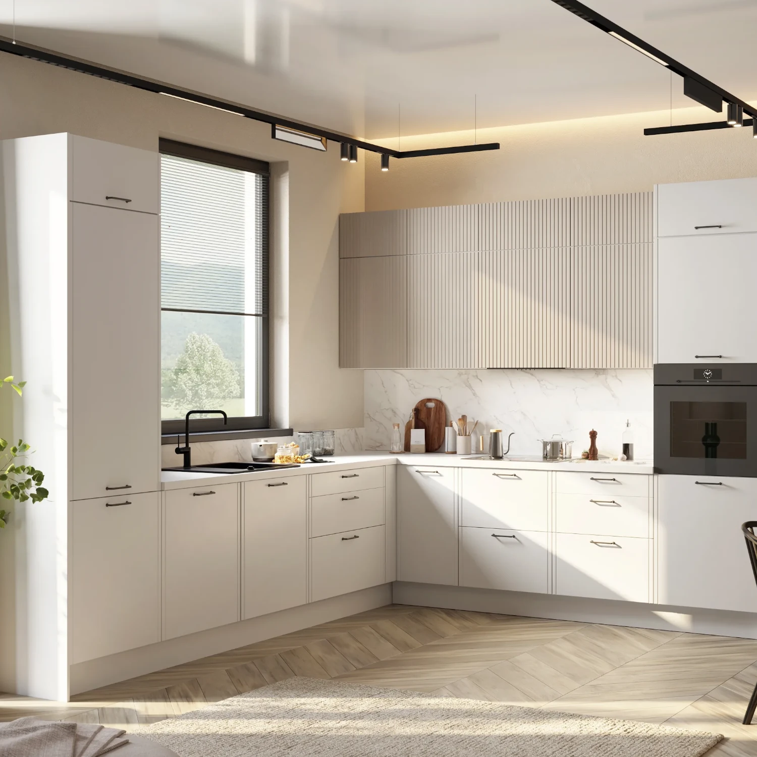 Meble kuchenne - nowoczesna jasna kuchnia biała.