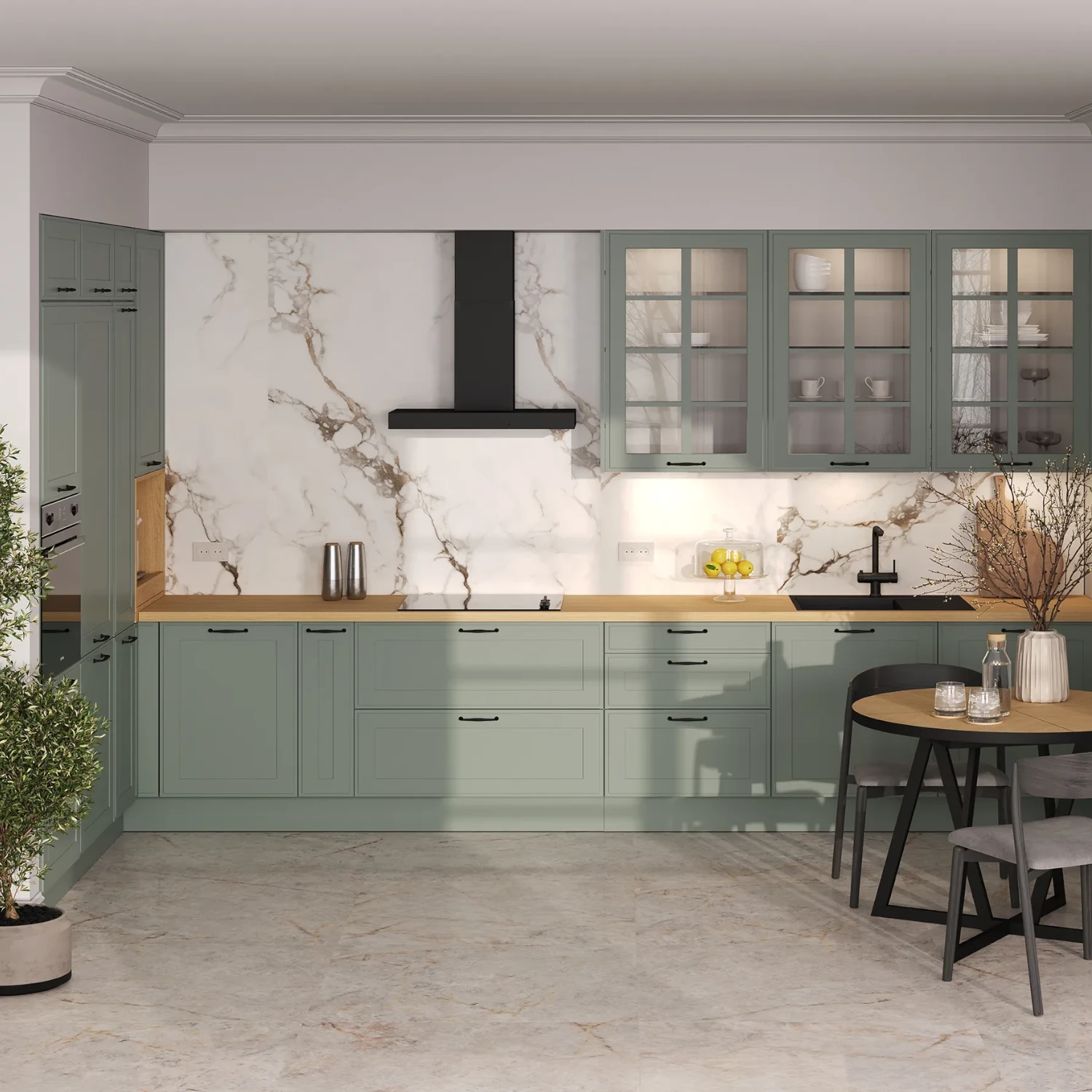 Kuchnia KamMono FG2 od Meble KAM w nowoczesnej aranżacji z frontem kuchennym ramką