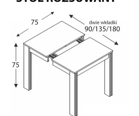 Stół rozkładany 4 nogi 90/135/180×75